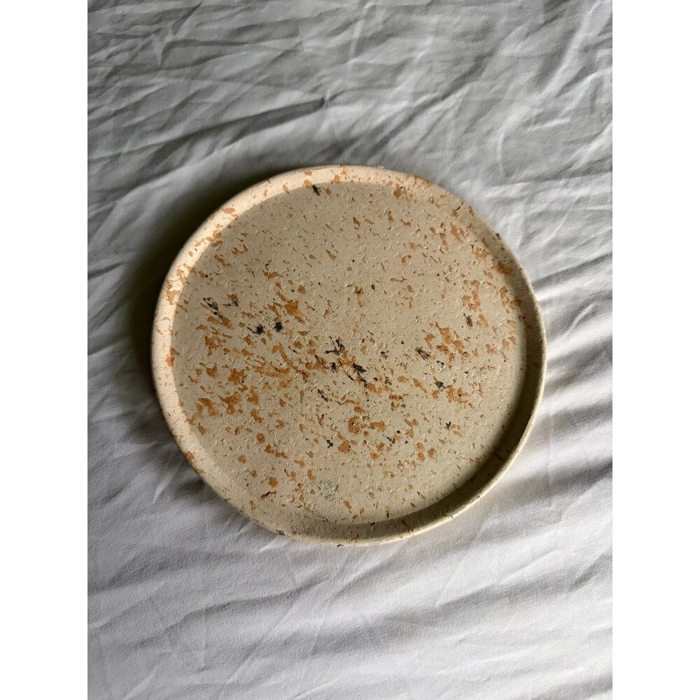 Cream Table Tray with Speckled Design
